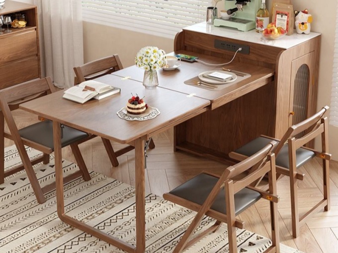 Foldable Kitchen Island Dining Table with Storage